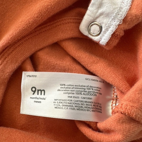 Carter's Orange Baby Onesie - Picture 4 of 5